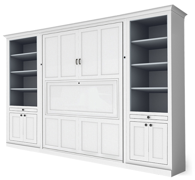 116S 122S 626W Save $297 - Queen Vertical Shaker Panel Murphy Bed with Dropdown Desk and two Layout 1 28.375"W Side Cabinets - Painted Maple
$8011 (Retail $8308)